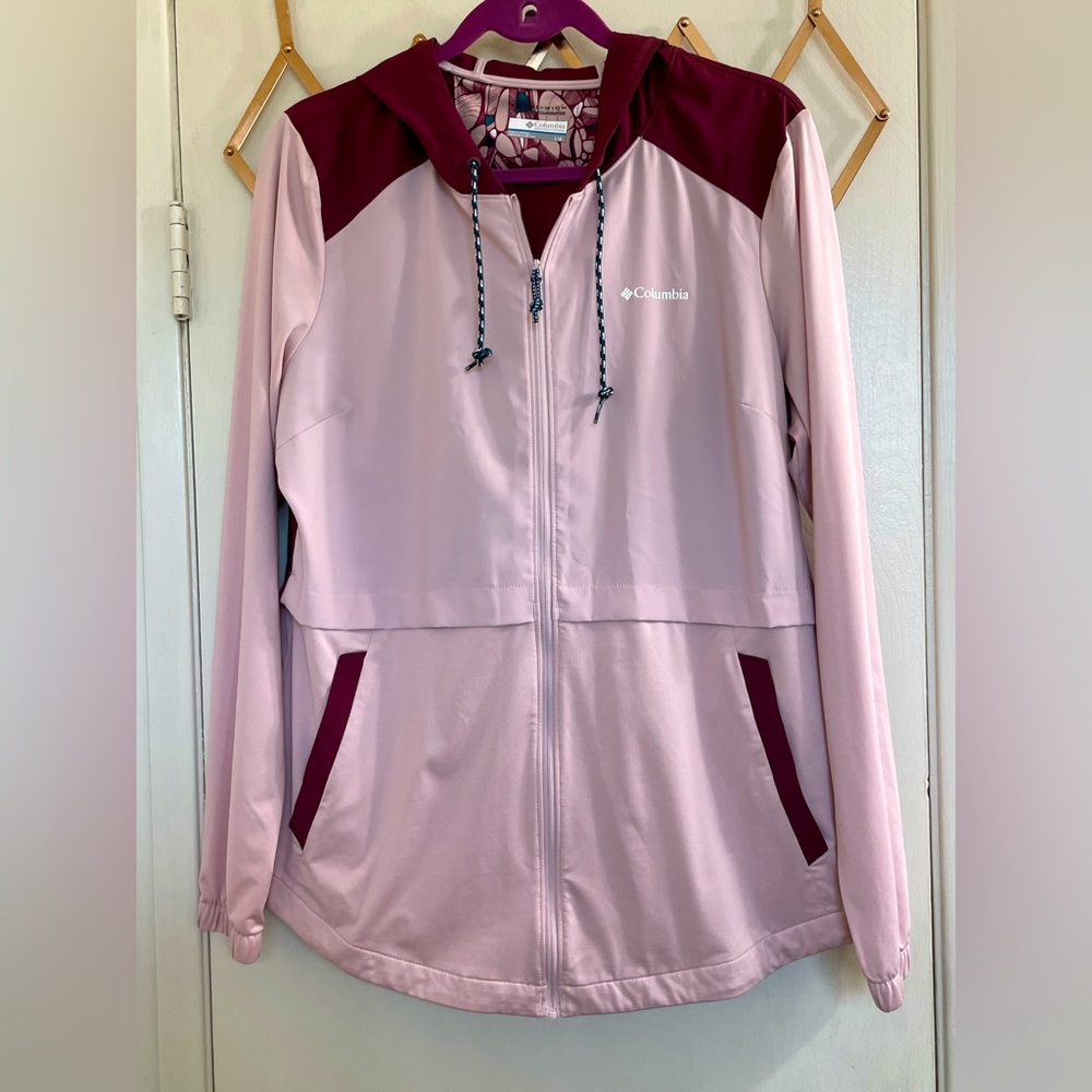 Columbia Omni-wick Vestavia Hills Full Zip Pink Lightweight Hoodie Jacket Sz L